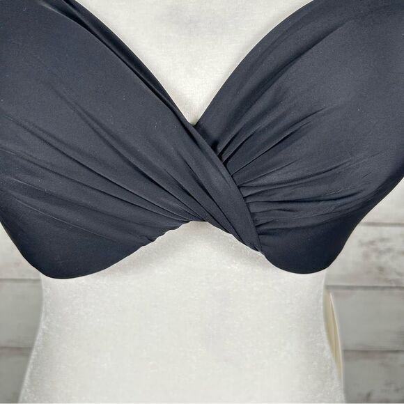 Calvin Klein Swimwear Twist Front Padded Underwire Bikini Top Black L NWT $68 - Picture 5 of 9